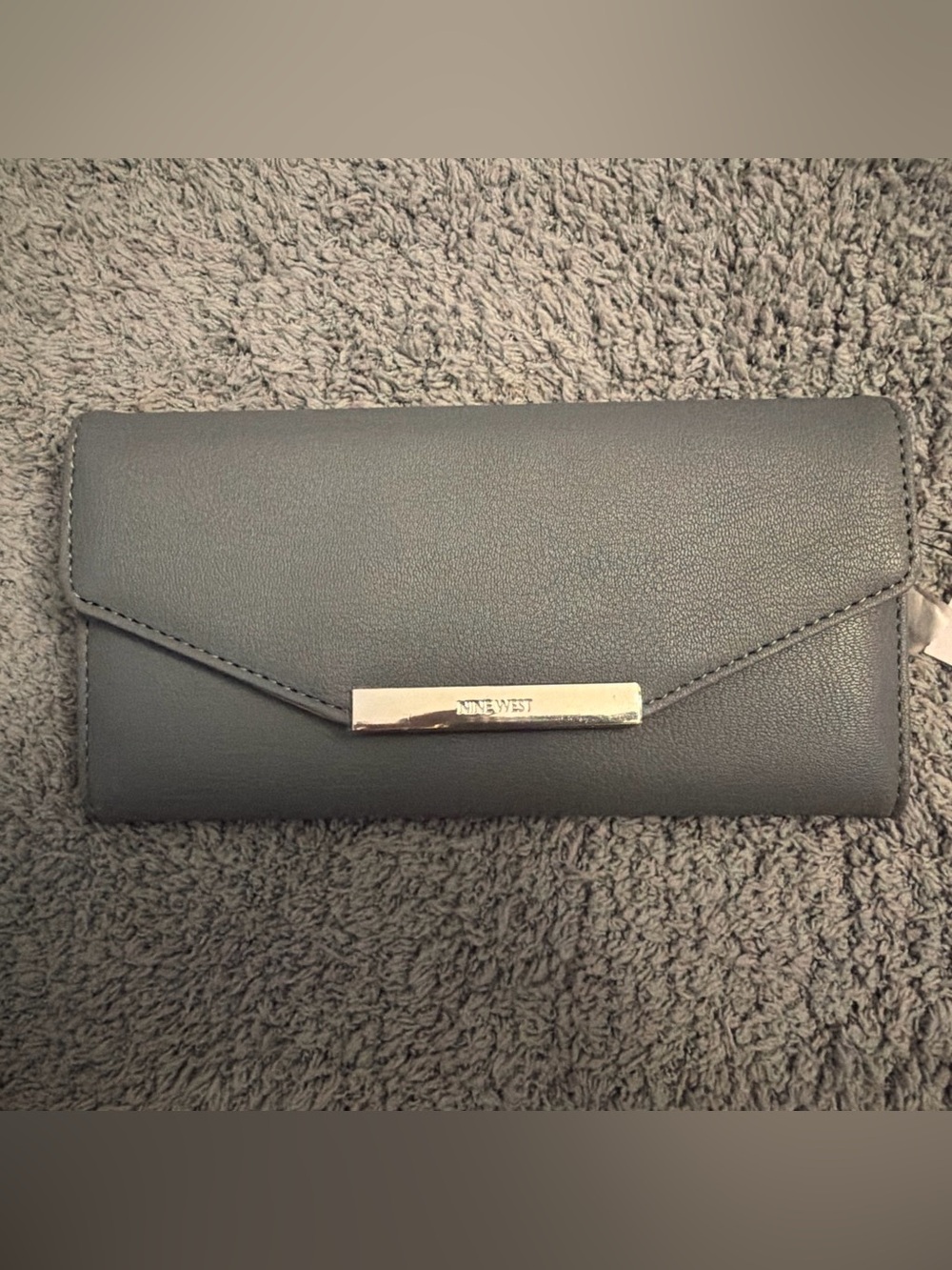 Nine West Charcoal Envelope Wallet with Metal Accent
